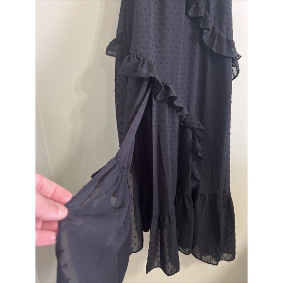 Lulus Black Swiss Dot Ruffled Midi Dress Size Xs NWT - Picture 8 of 11